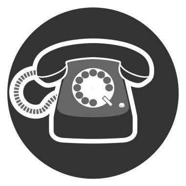 döner kadranlı işletilen telefon simgesi veya simgesi