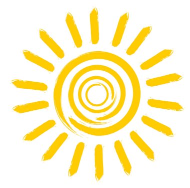 bright orange yellow sun icon or symbol clipart