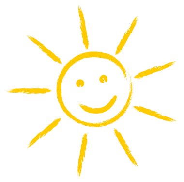 parlak turuncu sarı güneş simgesi veya sembolü