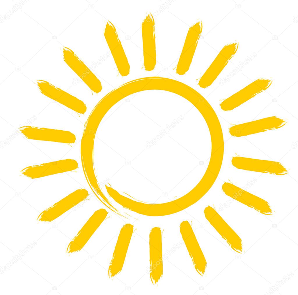 bright orange yellow sun icon or symbol