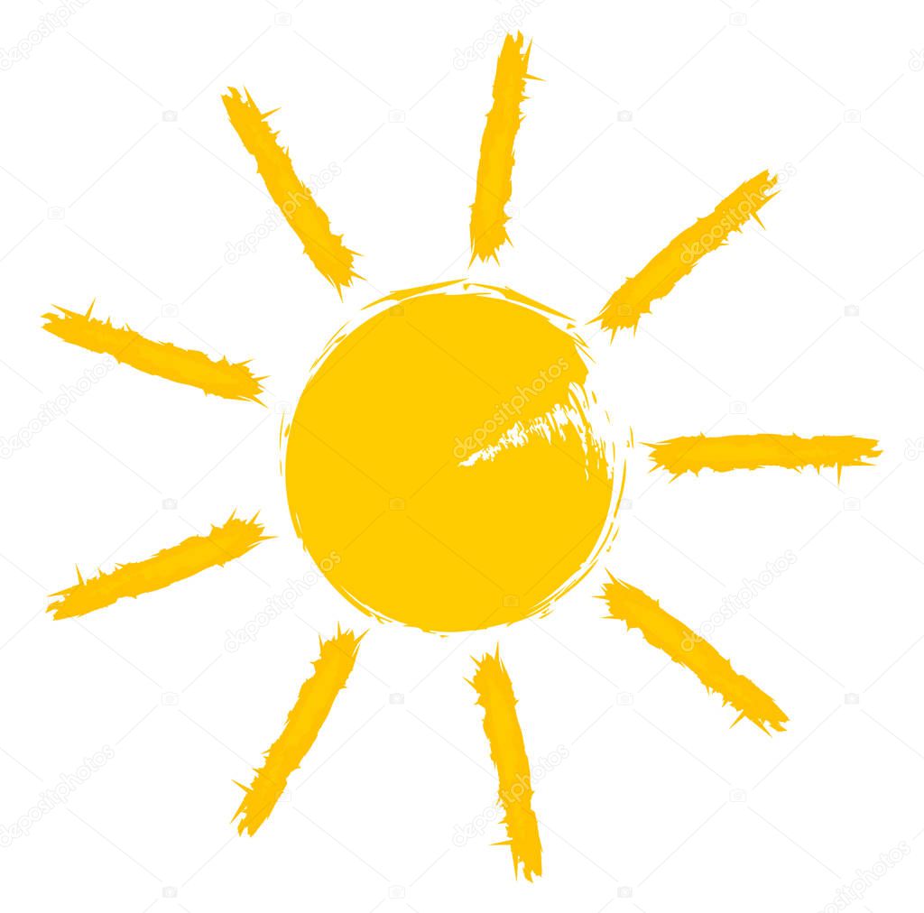 bright orange yellow sun icon or symbol