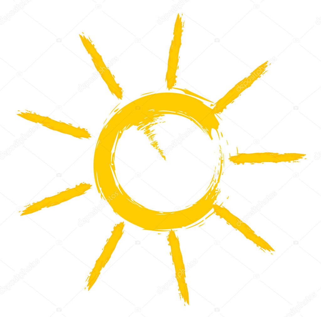 bright orange yellow sun icon or symbol