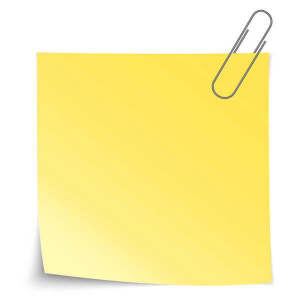 blank note paper sheet with paper clip