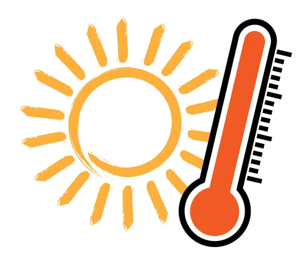 야외 온도 온도계 아이콘, 더운 여름 온도 — 스톡 벡터