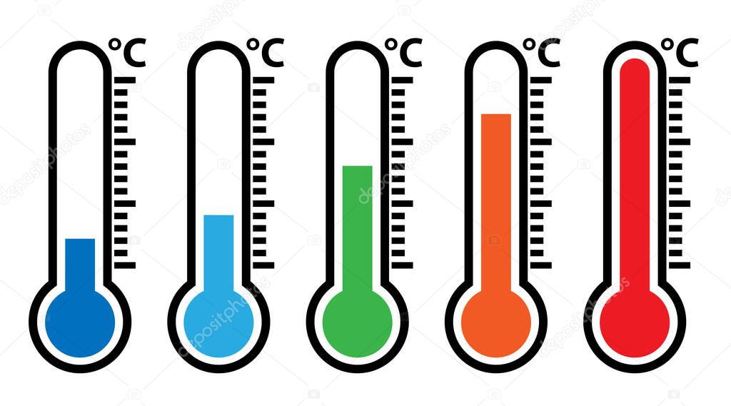 outdoor weather thermometer icon set vector illustration