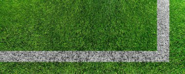 Beyaz alan işaretli yeşil çimen spor sahası