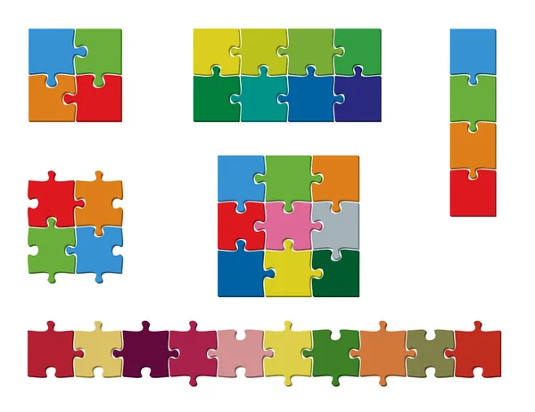 Conjunto de coloridas piezas del rompecabezas plantilla — Archivo Imágenes Vectoriales