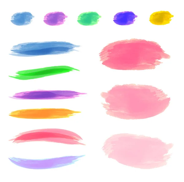 Pastel watercolor brush strokes isolated on white — Stock Vector