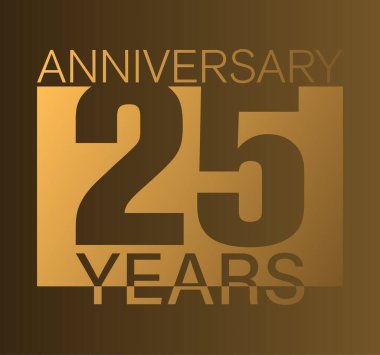 Altın rengi 25 YIL Yıl Yıldönümü logosu veya etiketi