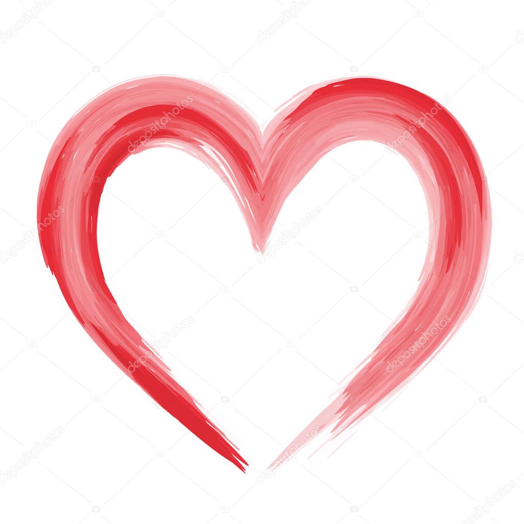 red watercolor heart shape outline vector illustration