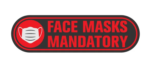 FACE MASKS MANDATORY skylt eller klistermärke för företag med skyddande ansikte täcka symbol — Stock vektor