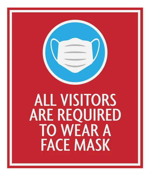 Rood gezichtsmasker vereist bord met beschermend pictogram — Stockvector