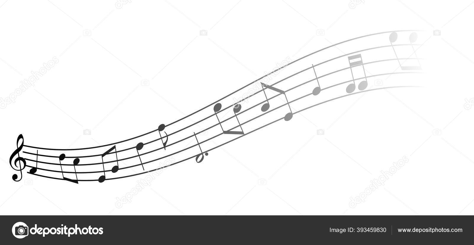 Sheet music, notes on staves in flowing wave movement Stock Vector Image by ©chris77ho 393459830
