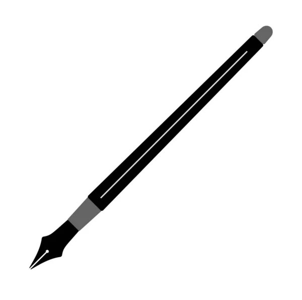 Simple stylo plume plat noir et blanc icône — Image vectorielle