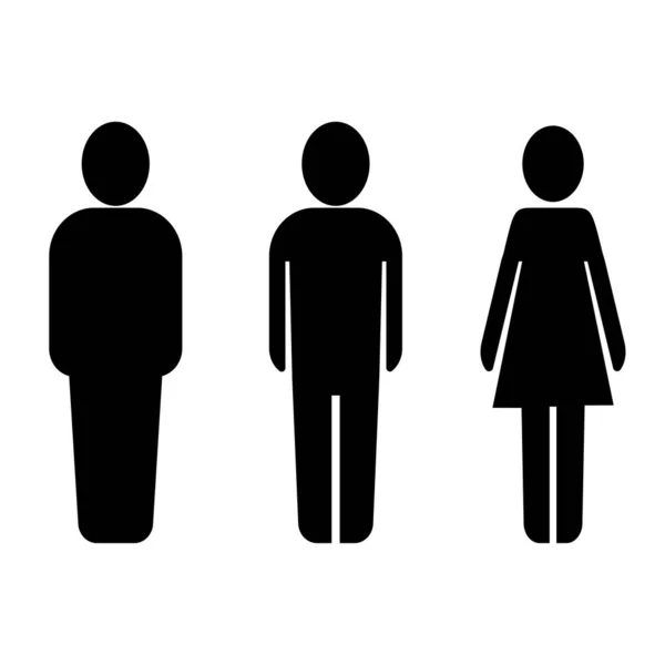 Iconos de persona masculina y femenina o pictograma — Vector de stock