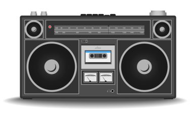 Klasik 80 'lerin boombox kaset kaydedici illüstrasyonu