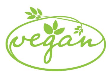 oval yeşil vegan etiketi veya sembol vektör illüstrasyonu