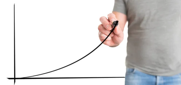 Mann zeichnet exponentielle Kurve, Geschäftserfolgskonzept — Stockfoto
