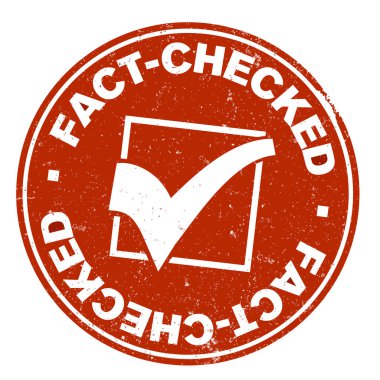 grungy red round FACT-CHECKED etiketi veya işaretli kauçuk damga