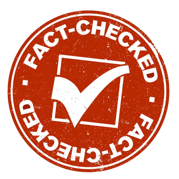 grungy red round FACT-CHECKED etiketi veya işaretli kauçuk damga