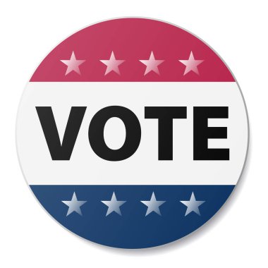 kırmızı ve mavi VOTE etiketi veya beyaz üzerine izole edilmiş işaret