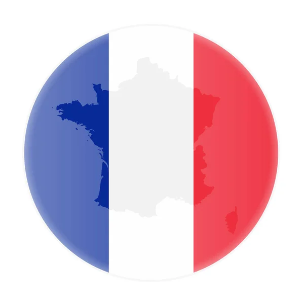Bandera de Francia redonda y mapa de Francia esquema pegatina — Archivo Imágenes Vectoriales