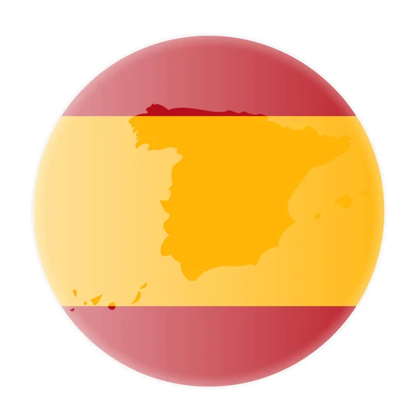 Rotondo bandiera spagnola e mappa di adesivo contorno spagna — Vettoriale Stock