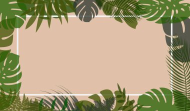 Doğal yatay vektör arkaplanı ve pastel renkli tropikal yapraklar