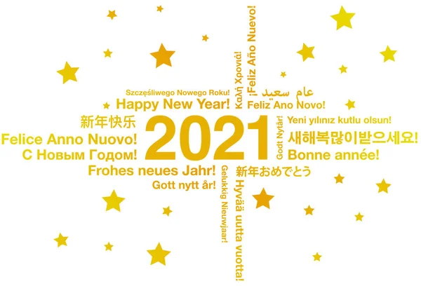 Bonne année 2021 dans différentes langues — Image vectorielle