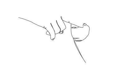 animated continuous single line drawing of toddler holding on to finger of parent, line art animation