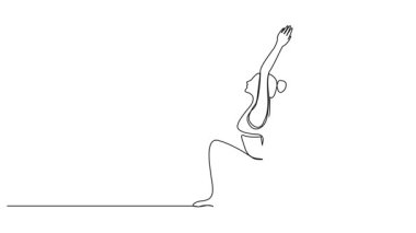 animated continuous single line drawing of fit woman stretching, athletic female in yoga pose, line art animation