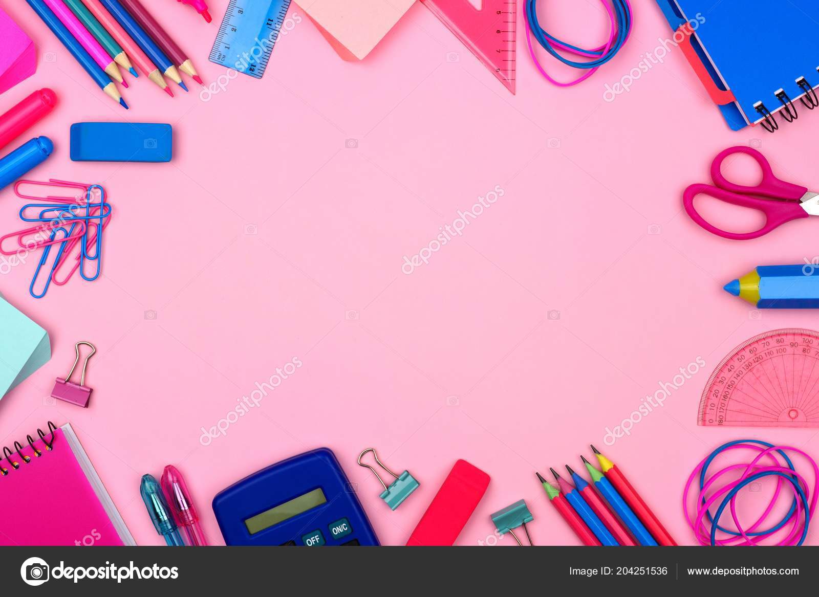 school supplies frame pastel pink paper background pink blue color what is theme paper for school