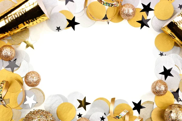 New Years Eve Side Border Glittery Gold Stars Streamers Decorations Stock  Photo by ©JeniFoto 321188988