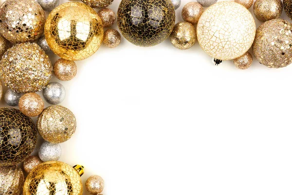 New Years Eve corner border of gold, black and white ornaments over a white  background - Stock Image - Everypixel