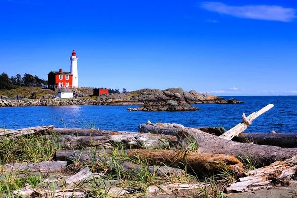 Fisgard Lighthouse National Historic Site Largo Costa Del Pacífico Cerca —  Fotos de Stock