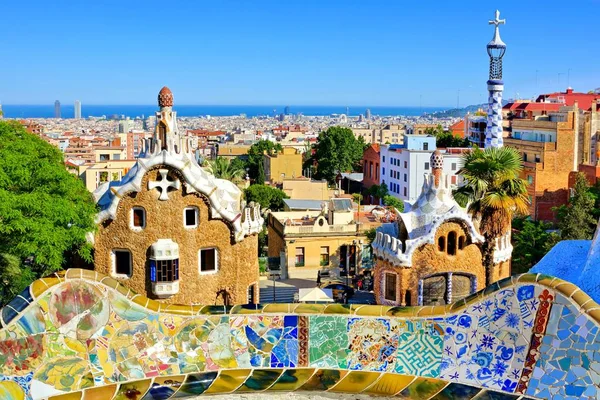 View Antoni Gaudi Artistic Park Guell Barcelona Spain — Stock Photo, Image