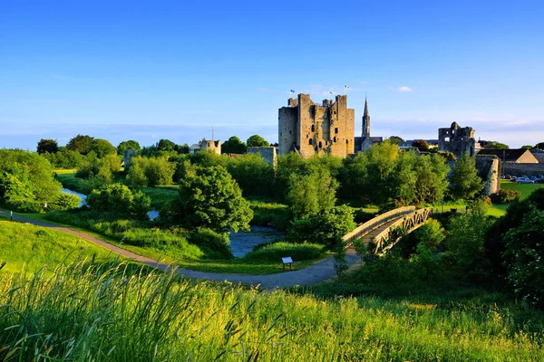 Historic Trim Castle Foot Bridge Late Day Light County Meath — Stock Photo, Image