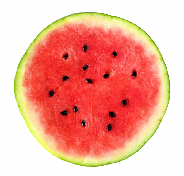 Slice Fresh Whole Watermelon Isolated White Background — Stock Photo, Image