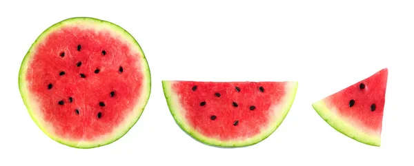 Slices Summer Watermelon Whole Half Piece Isolated White Background — Stock Photo, Image