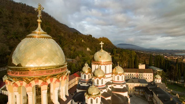 New Athos, Abkhazia-February 24, 2018: An ancient monastery built by Russian monks. Christian relic.