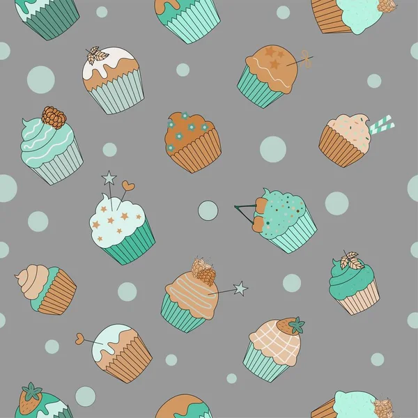 Patrón de cupcakes de colores — Archivo Imágenes Vectoriales