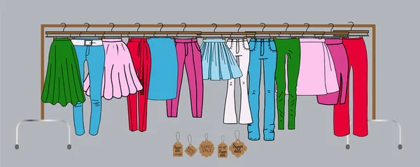 Vêtements sur cintres — Image vectorielle