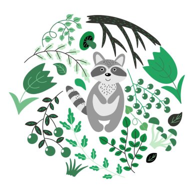 Bir rakun ile çiçek şekil