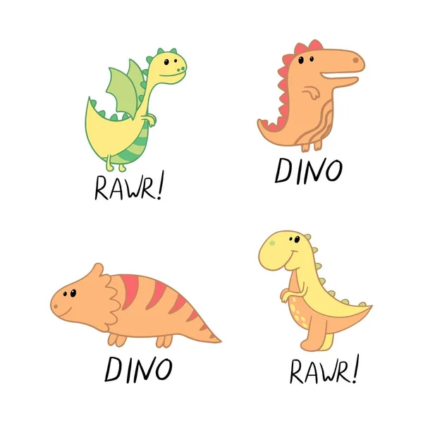 Coleção de dino de desenhos animados engraçado —  Vetores de Stock