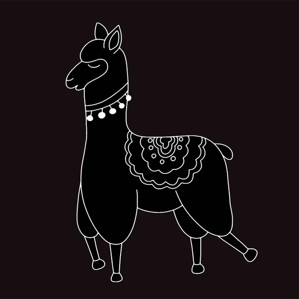 Ilustração vetorial de bonito desenho animado llama — Vetor de Stock