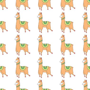 Sevimli karikatür lama vektör desen illüstrasyon