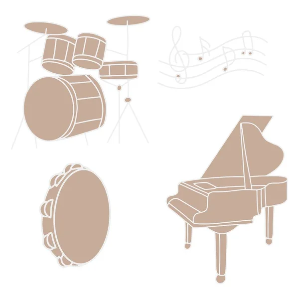 Ilustração vetorial instrumentos musicais — Vetor de Stock