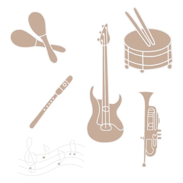 Ilustração vetorial instrumentos musicais — Vetor de Stock