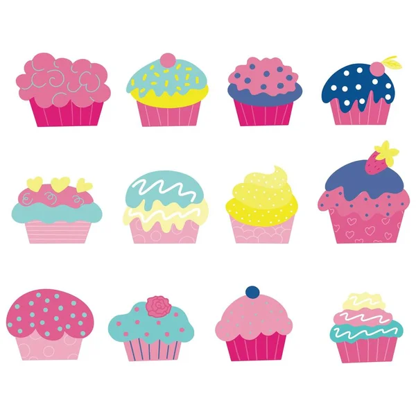 Vektorová ilustrace barevných cukrářských výrobků — Stockový vektor