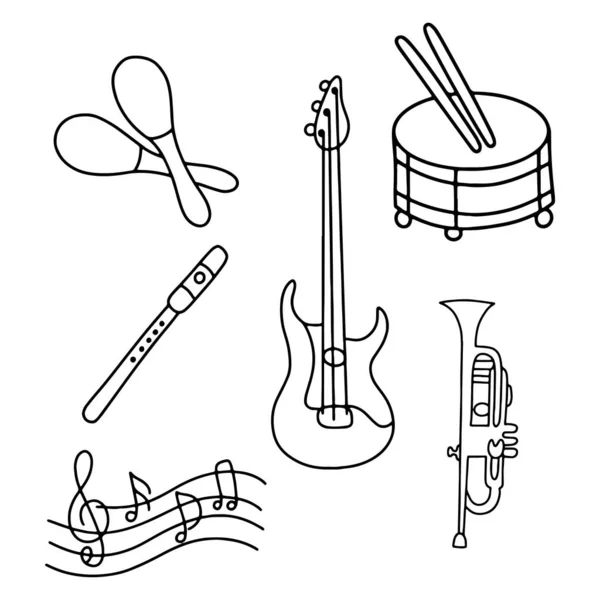 Ilustração vetorial instrumentos musicais — Vetor de Stock